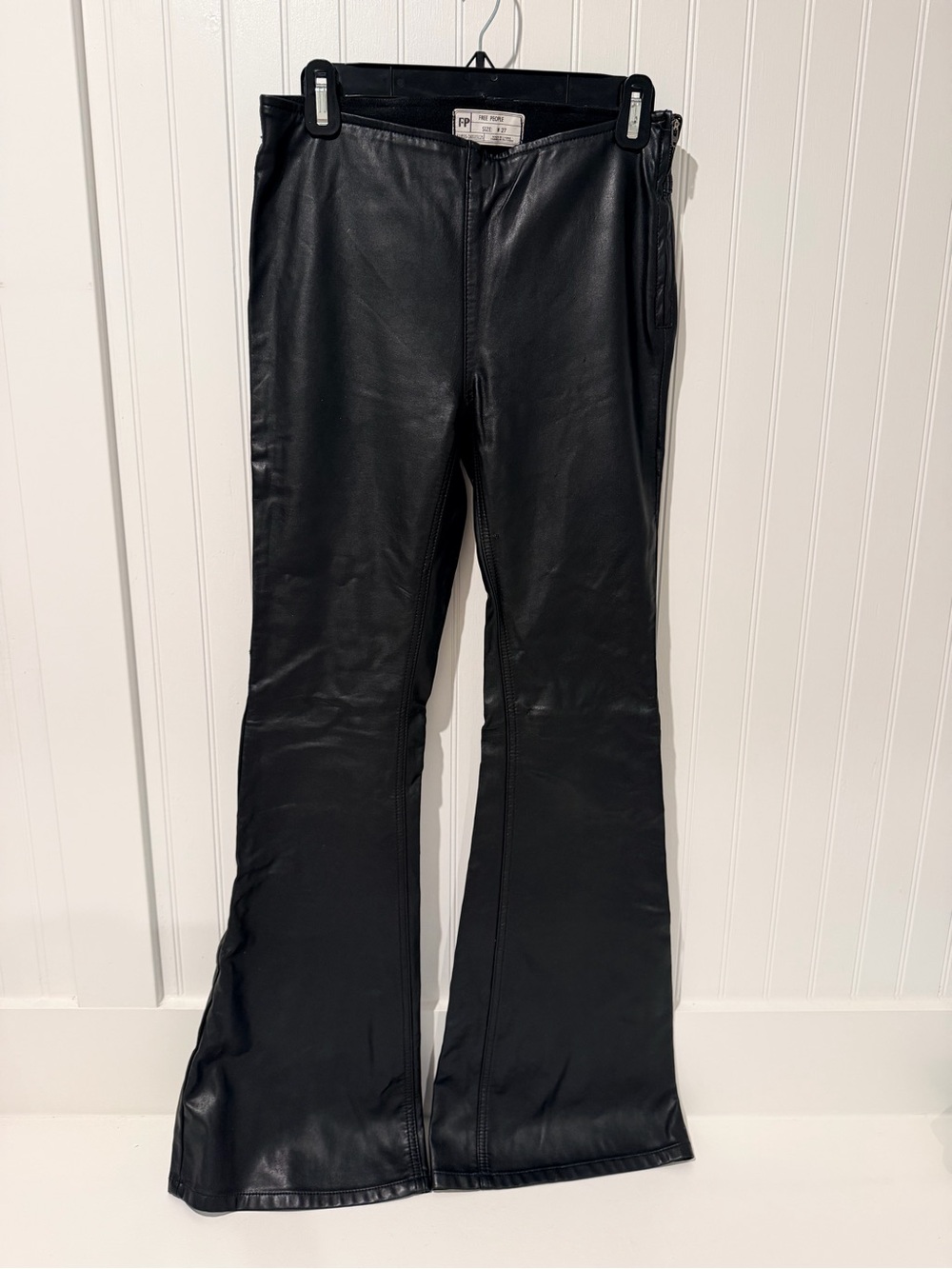 Free People Black Faux Leather Flare Jeans